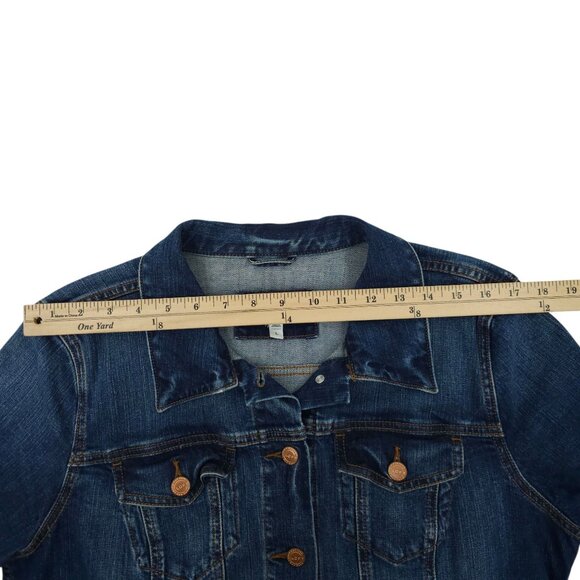 LOFT Denim Western Jacket Womens L Button Front Cropped Long Sleeve Pockets - Picture 4 of 16